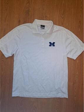 Nike Golf Dri Fit Polo Shirt Large White Michigan Wolverines